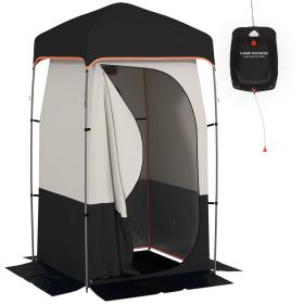 Outsunny Portable Shower Tent, Privacy Shelter, Camping Dressing Changing Tent Room with Solar Shower Bag, Floor and Carrying Bag, Black