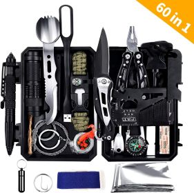 ANTARCTICA Emergency Survival Gear Kits 60 In 1, Outdoor Survival Tool With Emergency Bracelet Whistle Flashlight Pliers Pen Wire Saw For Camping, Hik (Option: 60in1)