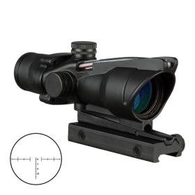 4X32 Hunting Riflescope Real Fiber Optics Grenn Red Dot Illuminated Etched Reticle Tactical Optical Sight (Color: red chevron)